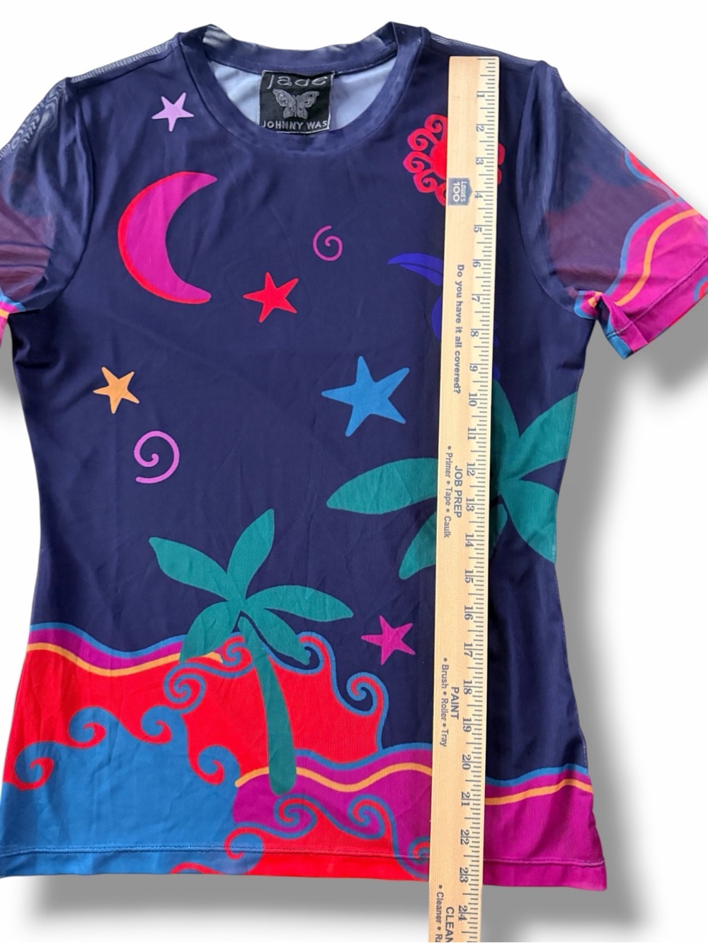 Johnny Was Paloma’s Island Eleanor Short Sleeve Mesh Tee Top Size Medium - Picture 6 of 8